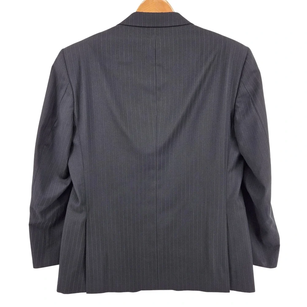 JOS A BANK Traveler's Collection Mens Jacket Blazer Navy Blue Pinstripe 43R *46R
